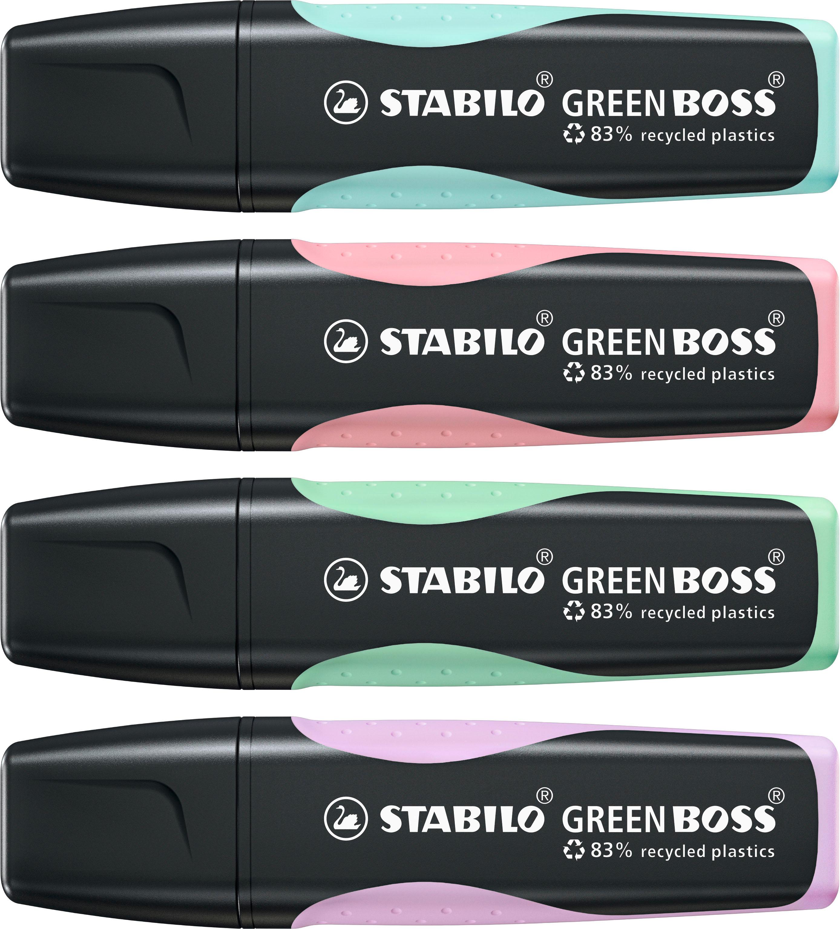 Produktbild STABILO® GREEN BOSS Textmarker Pastel - 4er Pack - Hauch von Minzgrün, rosiges Rouge, zartes Türkis und Schimmer von Lila 6 von 8