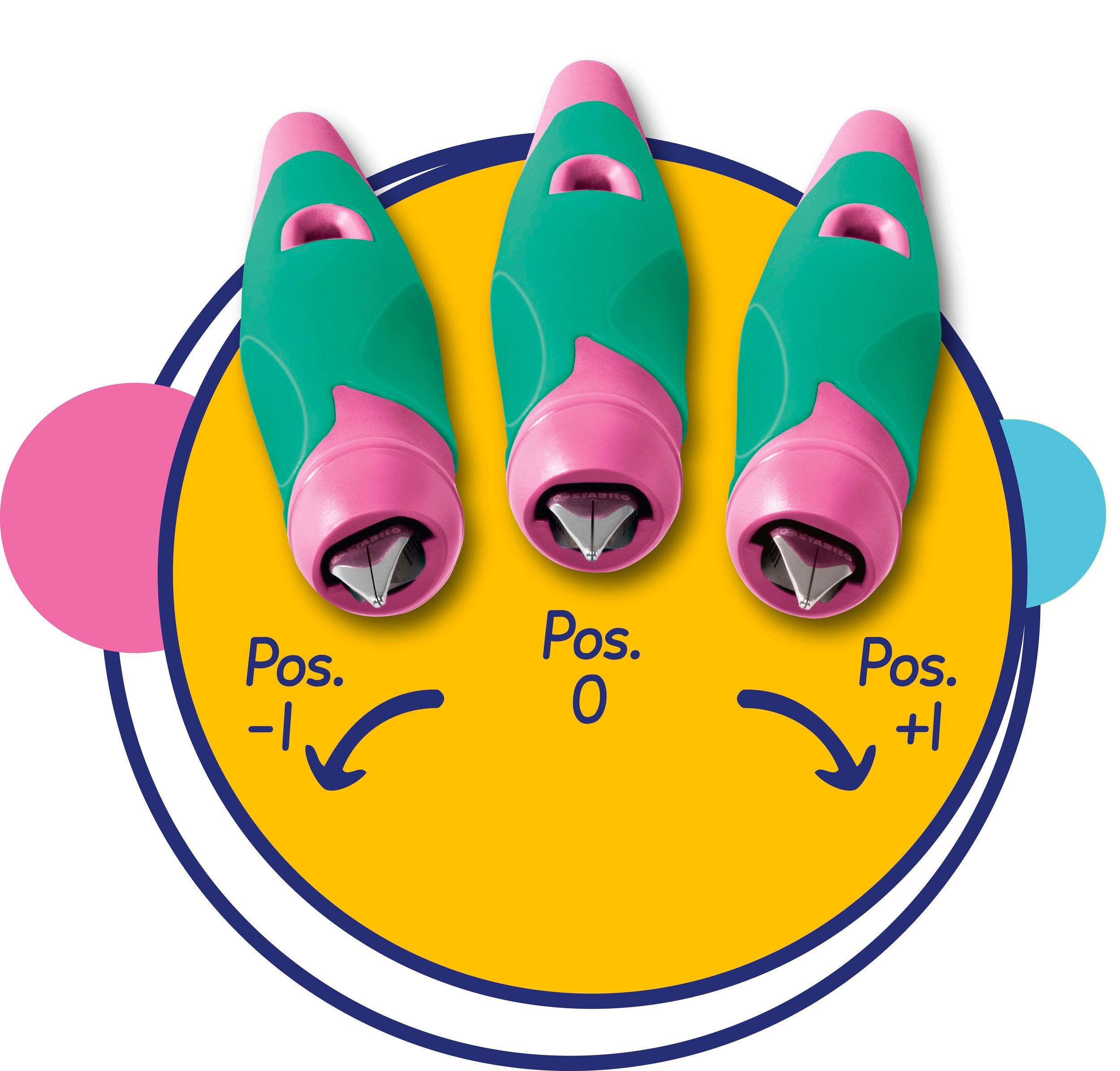 Produktbild STABILO® EASYbirdy Füller für Rechtshänder in soft pink/apricot inklusive Patrone - Schreibfarbe blau (löschbar) 7 von 8