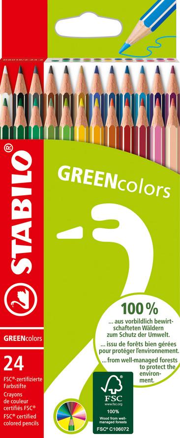 STABILO® Umweltfreundlicher Buntstift - STABILO GREENcolors - 24er Pack - mit 24 verschiedenen Farben