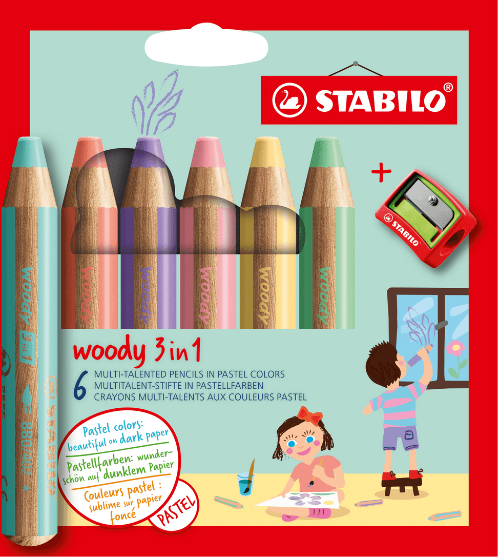 STABILO® woody 3 in 1 Etui Multitalent-Stift „Pastell“
