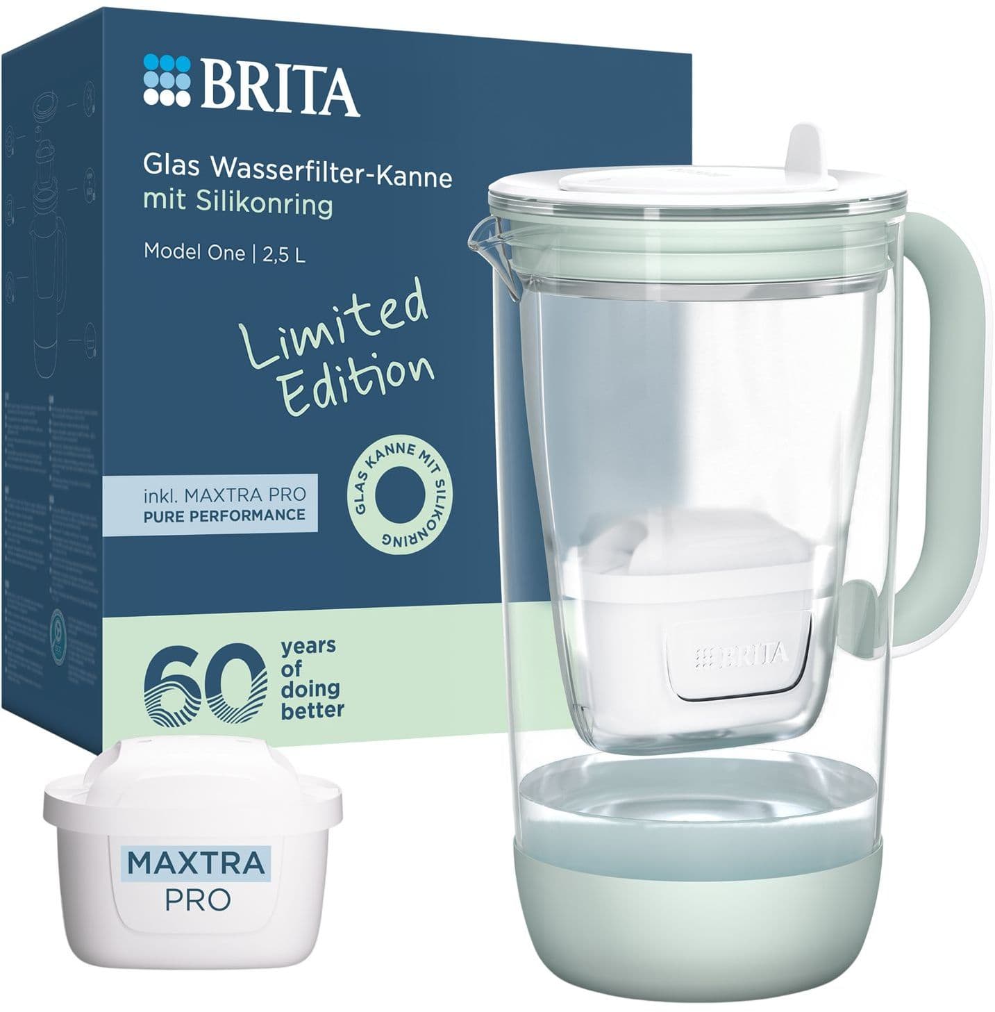 BRITA Wasserfilter-Glaskanne mit Silikonring