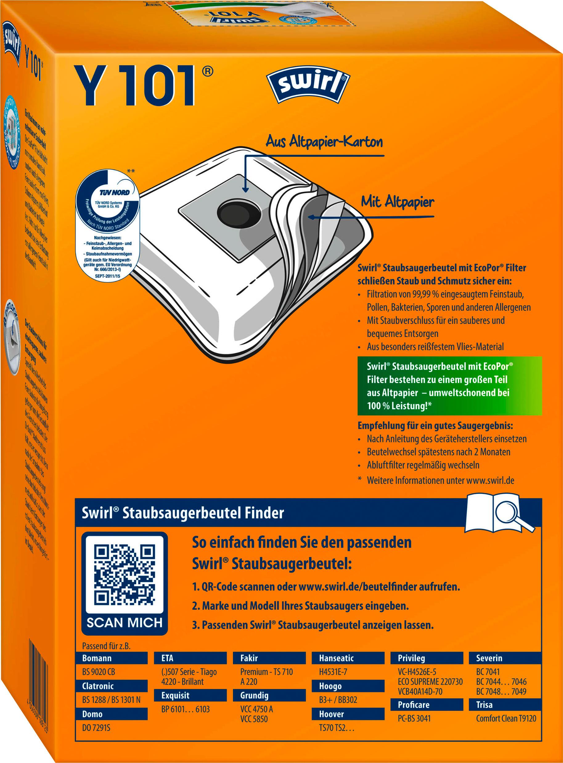Produktbild Swirl® Y 101 Staubsaugerbeutel EcoPor® 2 von 6