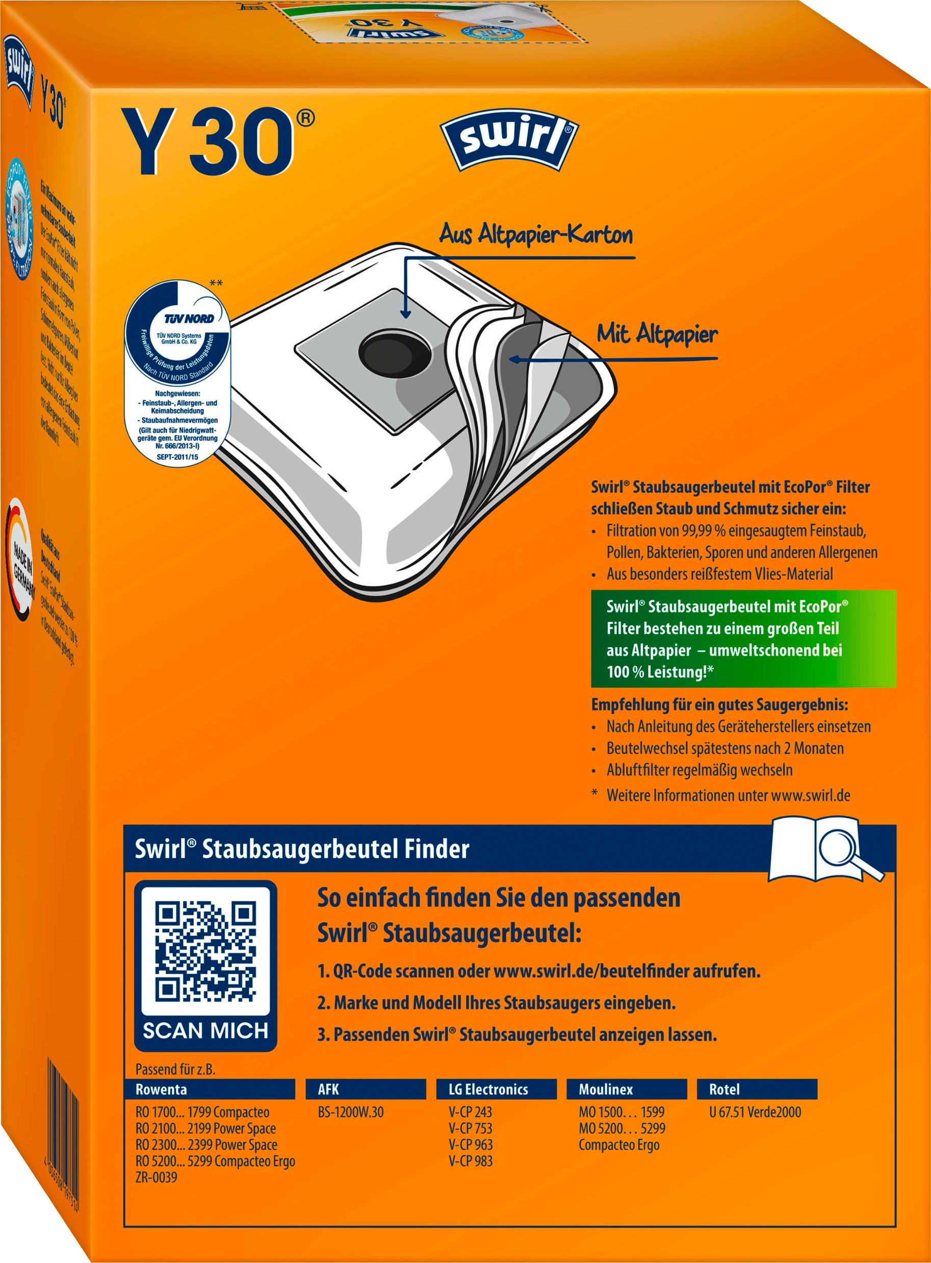 Produktbild Swirl® Y 30 Staubsaugerbeutel EcoPor® 2 von 4