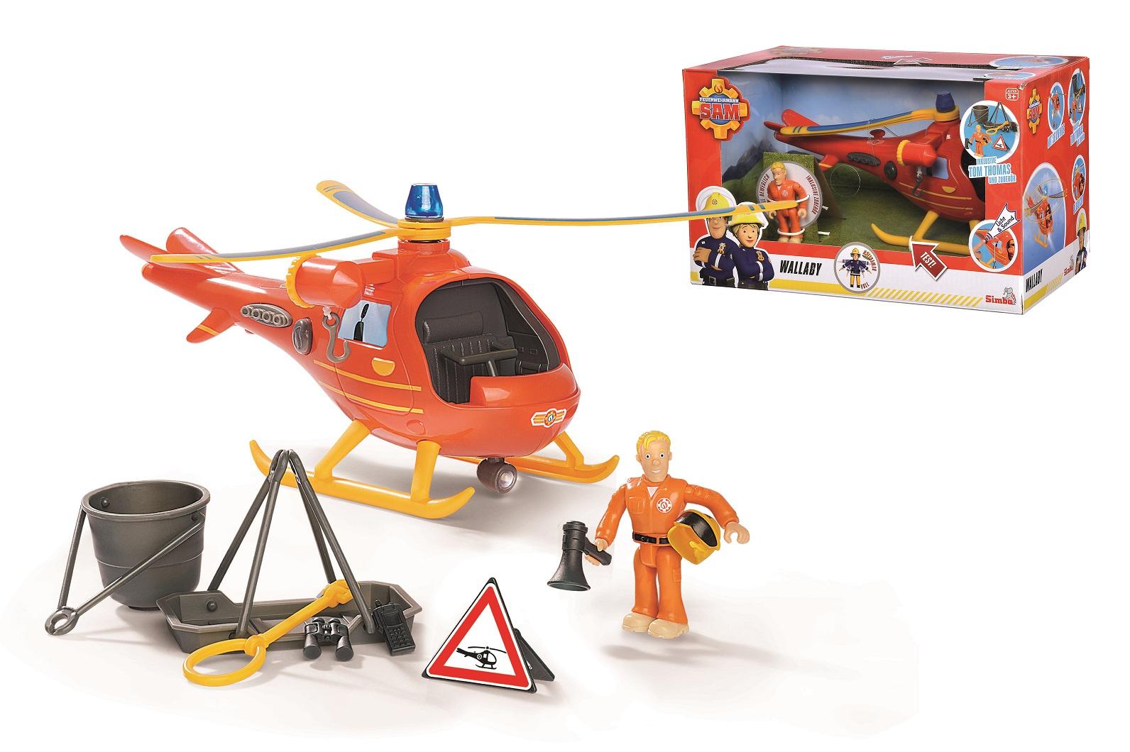 Simba - Feuerwehrmann Sam - Sam Hubschrauber Wallaby mit Figur