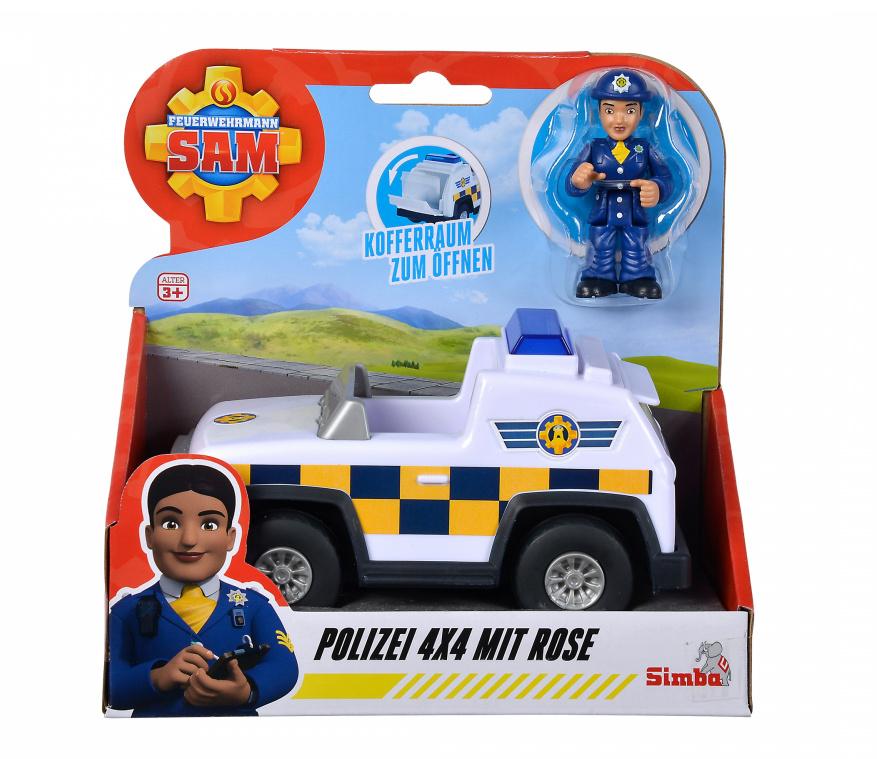 Produktbild Simba - Feuerwehrmann Sam - Sam Polizei 4x4 mit Rose Figur 3 von 3