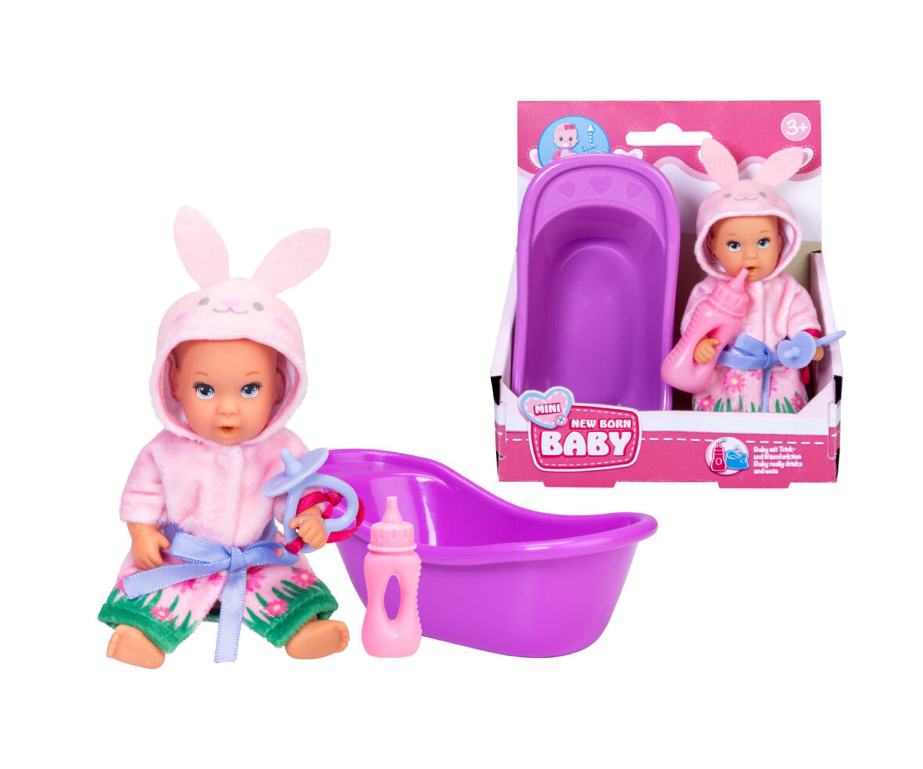 Simba - Mini New Born Baby Bathfun Baby mit Badewanne