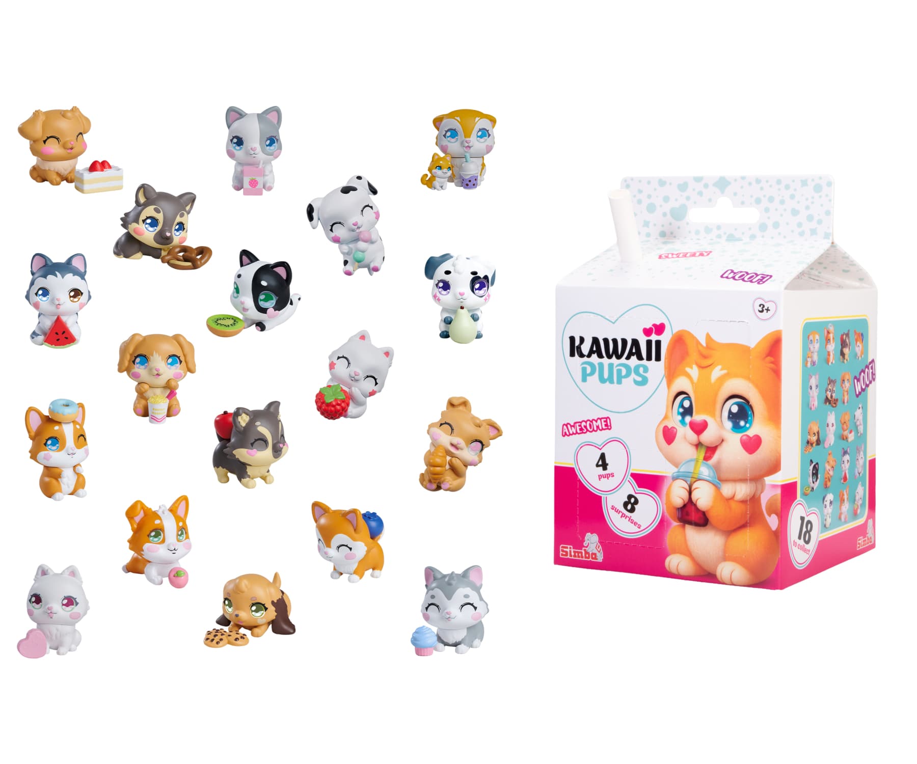 Simba Kawaii Pups Blind Pack mit 4 Überraschungen, Sammelfiguren & Zubehör, 18 zum Sammeln