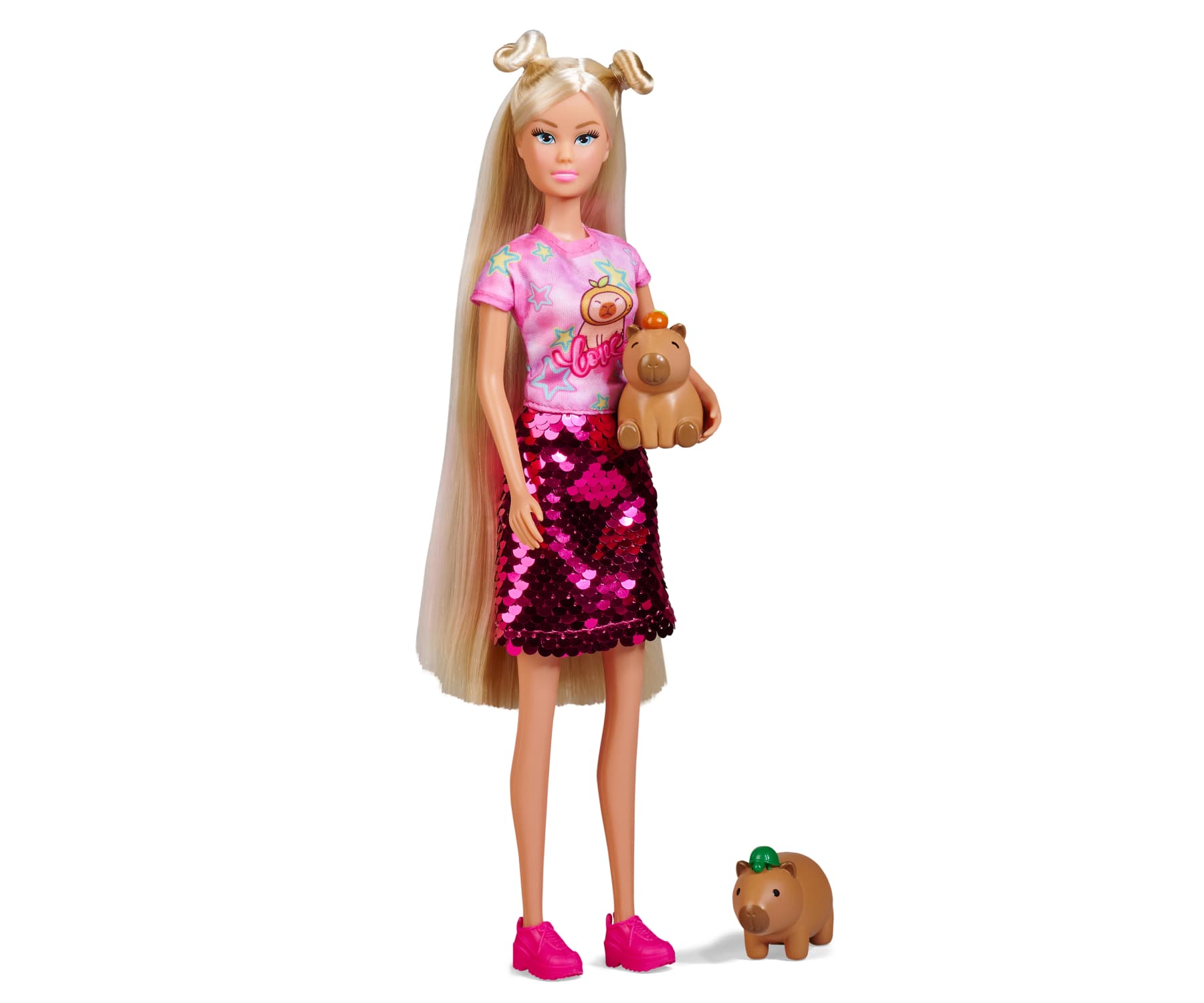 Simba Steffi Love Capybara Puppe mit Paillettenkleid und 2 Capybaras