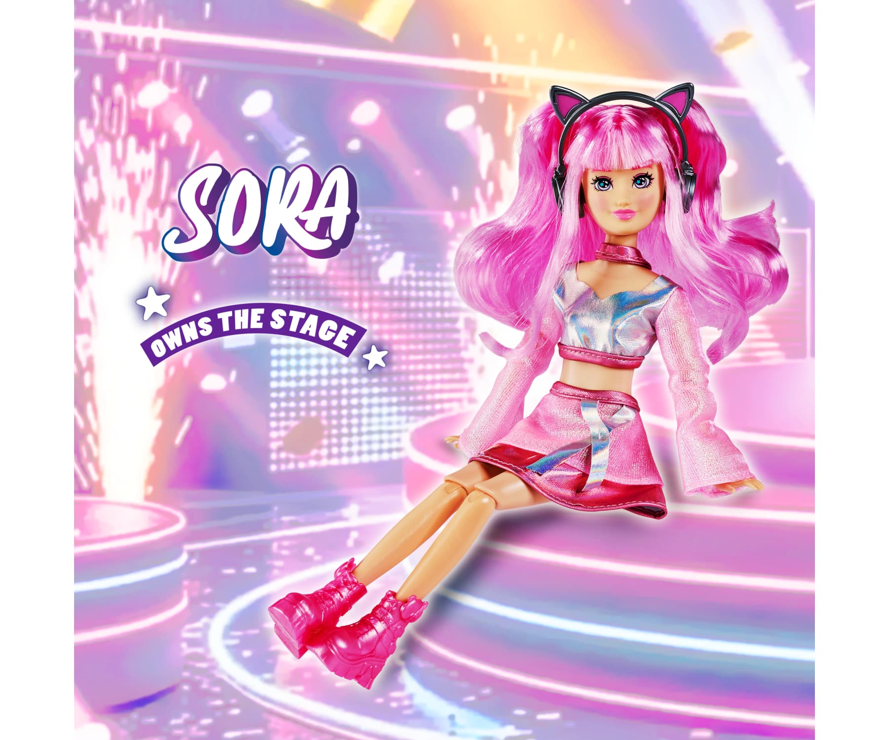 Simba K-POP Stage Sora Ankleidepuppe 26 cm mit Mikrofon und Kopfhörern