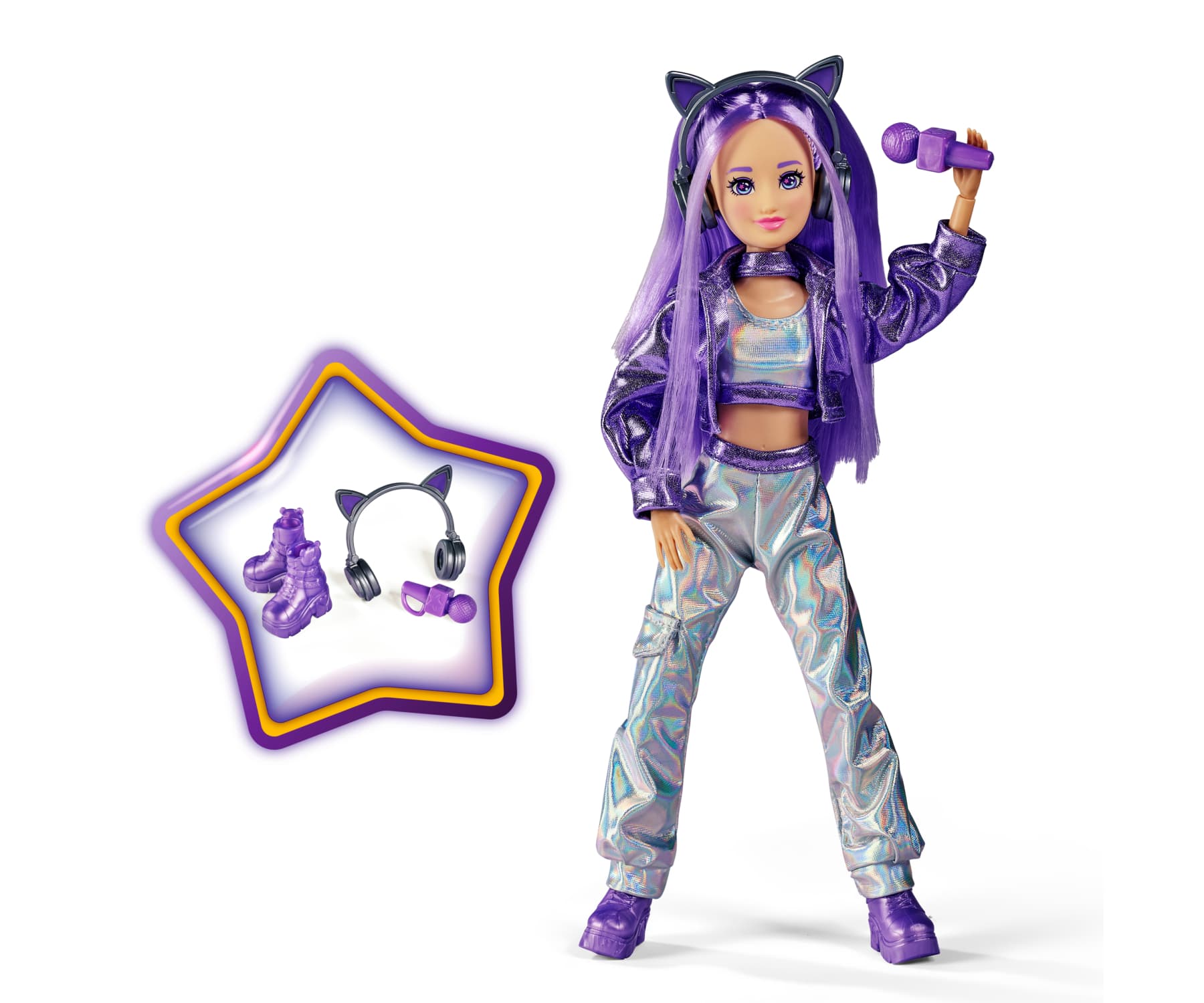 Simba K-POP Stage Yuna Ankleidepuppe 26 cm mit Mikrofon und Kopfhörern