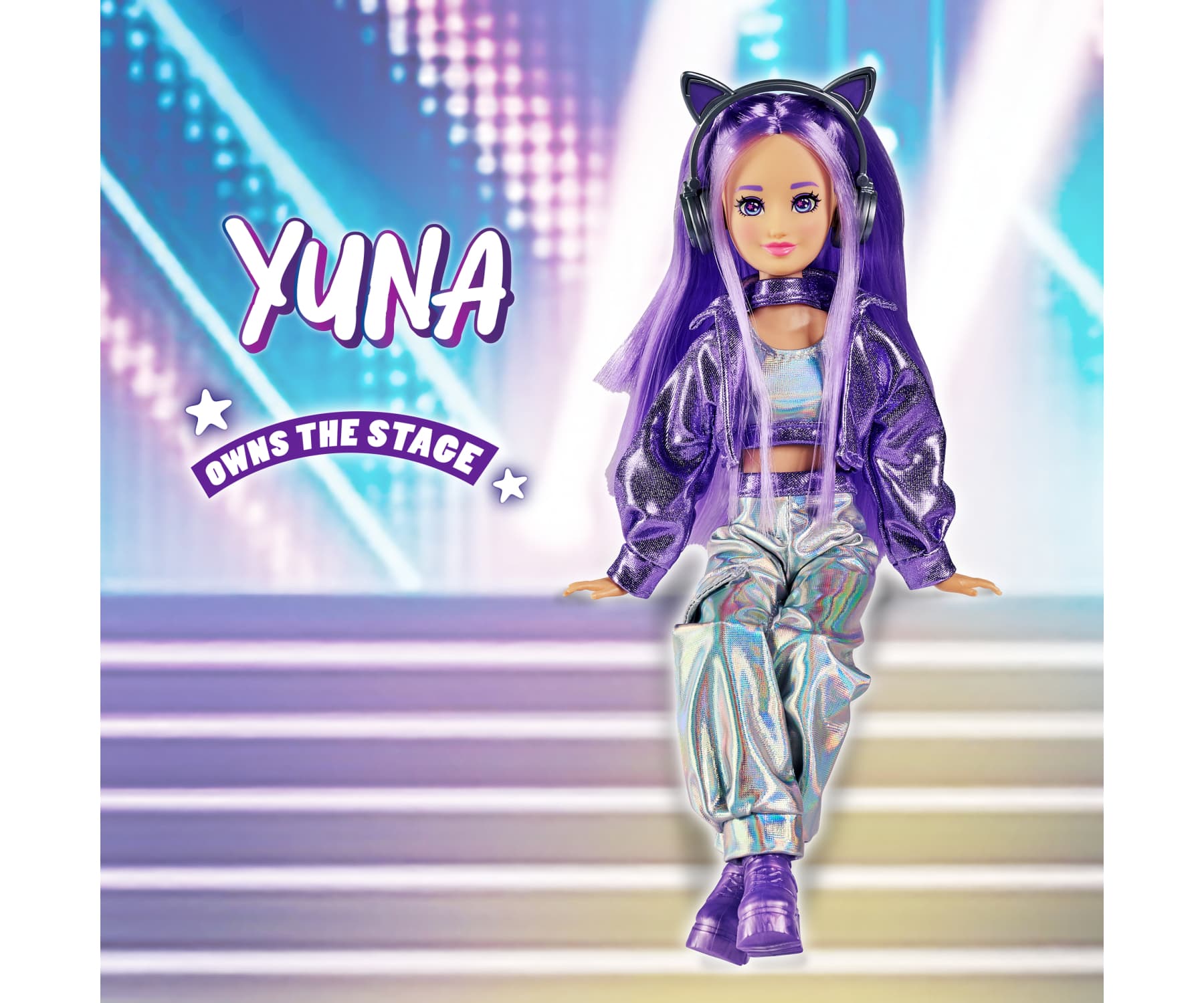 Simba K-POP Stage Yuna Ankleidepuppe 26 cm mit Mikrofon und Kopfhörern