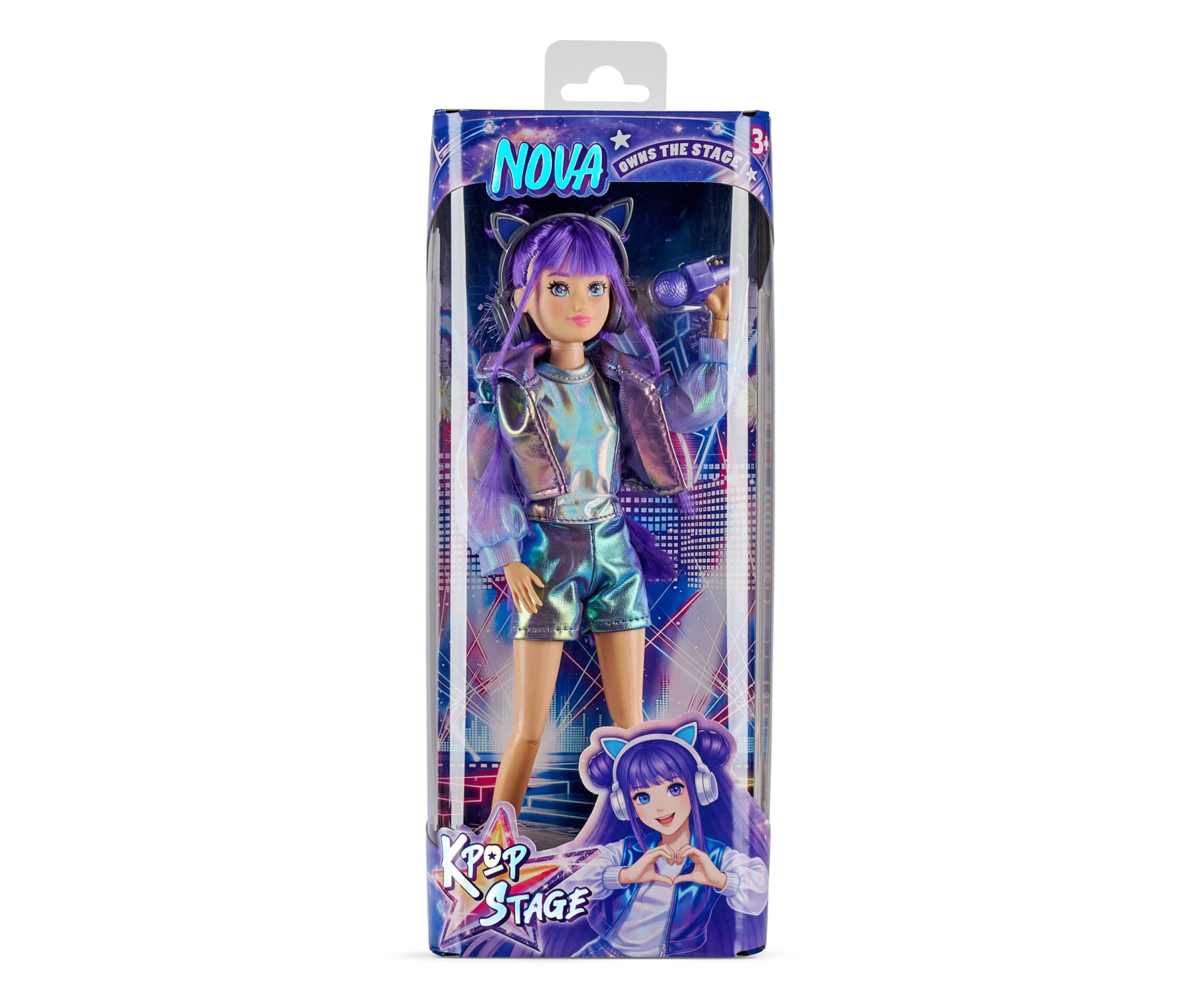 Simba K-POP Stage Nova Ankleidepuppe mit Mikrofon & Kopfhörern, 26 cm