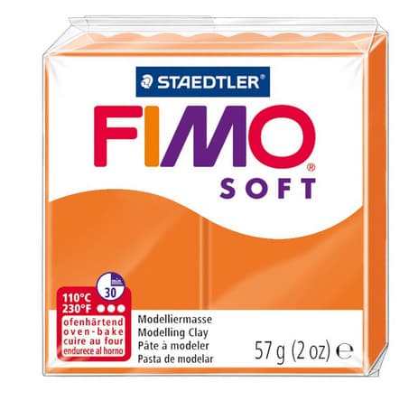 FIMO soft ofenhärtende Modelliermasse, 
Normalblock, 57g, 55x55x15mm, Farbe mandarine