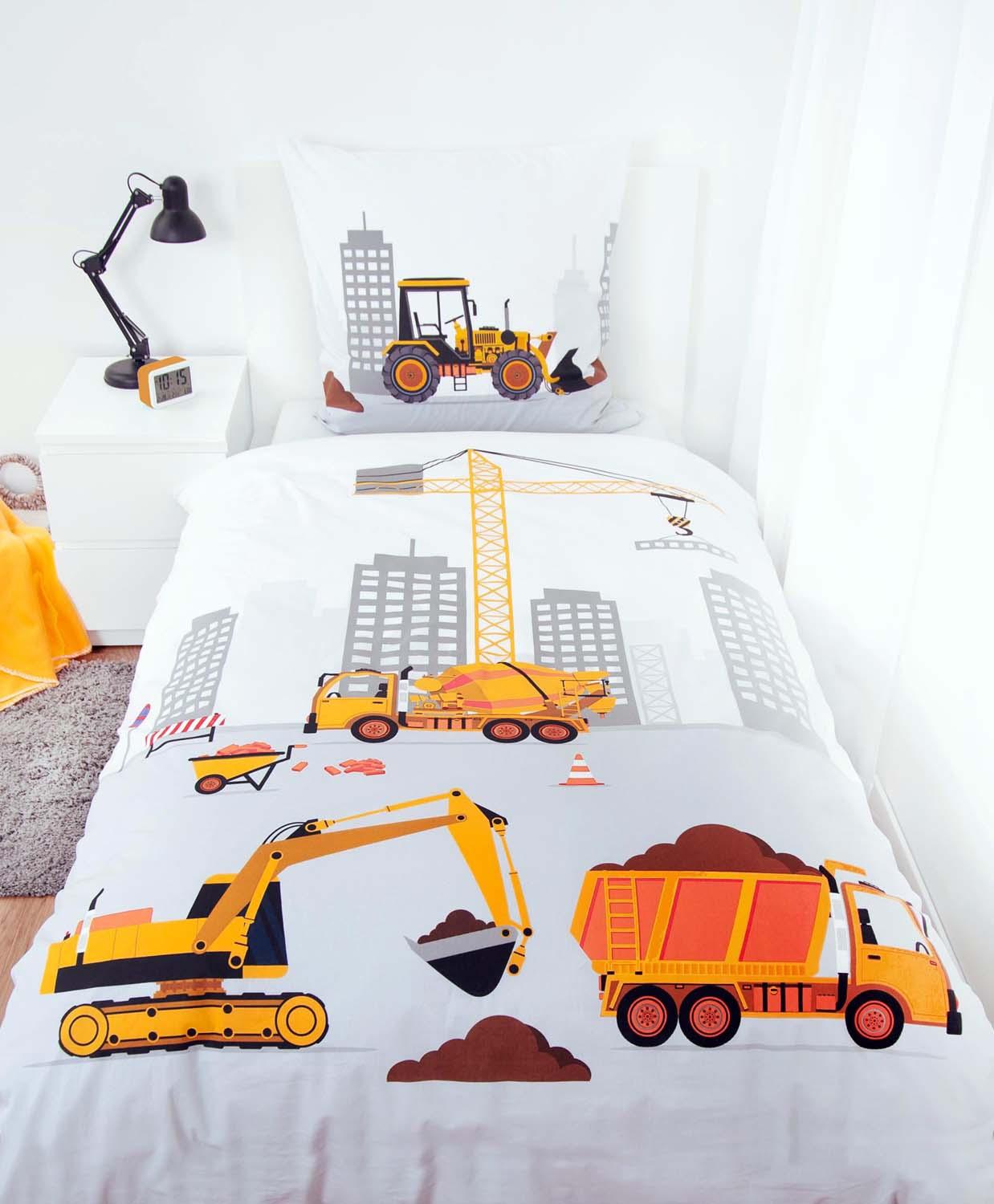Produktbild Herding Young Collection Kinderbettwäsche Baustelle 80x80cm, 135x200cm 2 von 8