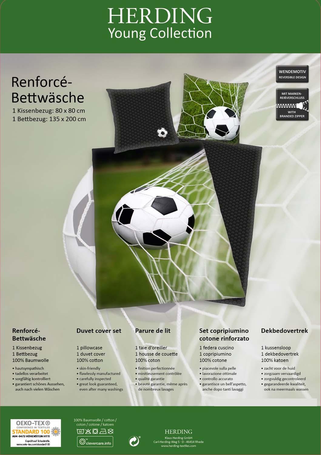 Produktbild Herding Young Collection Bettwäsche Fußball 80x80cm, 135x200cm 3 von 8