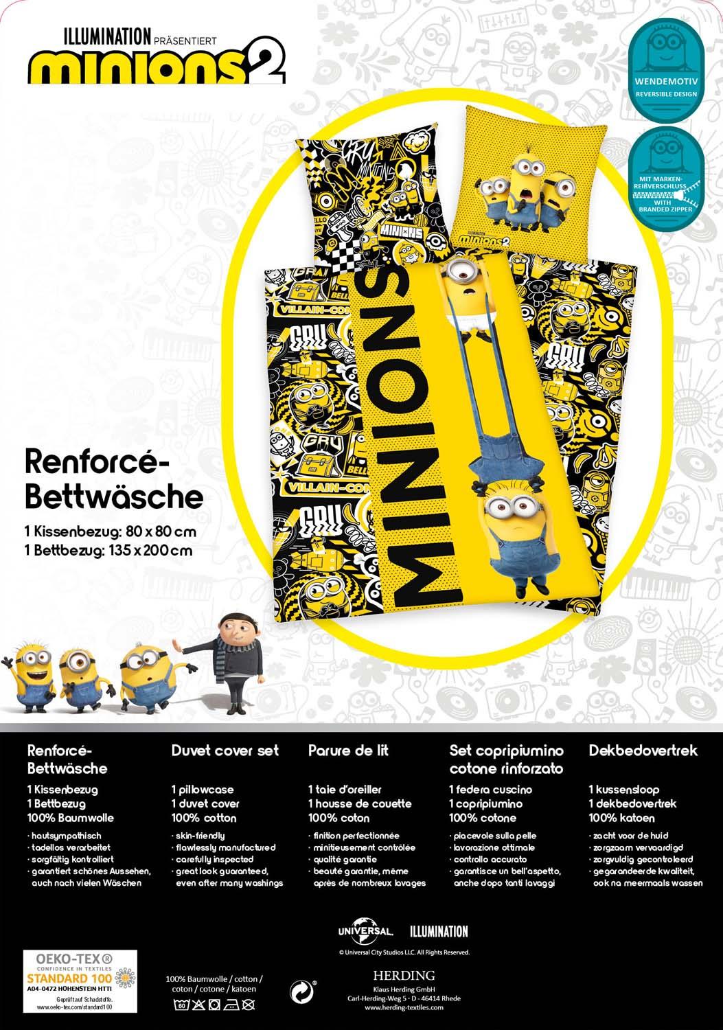 Produktbild Minions 2 Kinderbettwäsche 80x80cm, 135x200cm 4 von 7