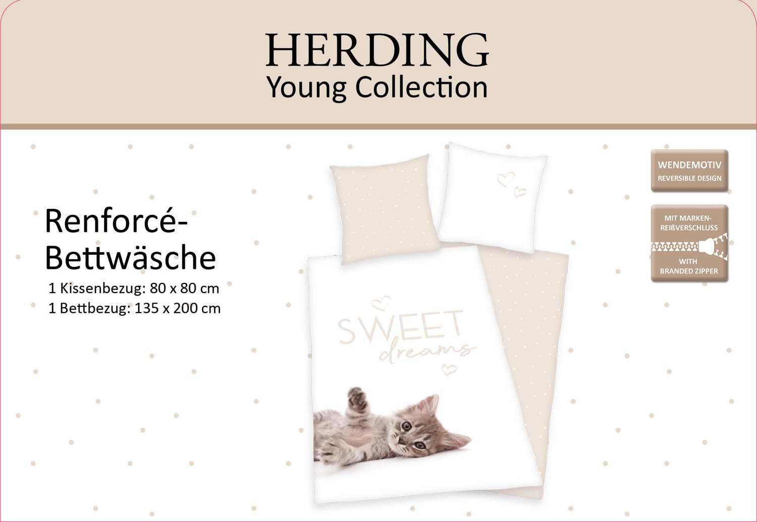 Produktbild Herding Young Collection Kinderbettwäsche Kätzchen 80x80cm, 135x200cm 3 von 8