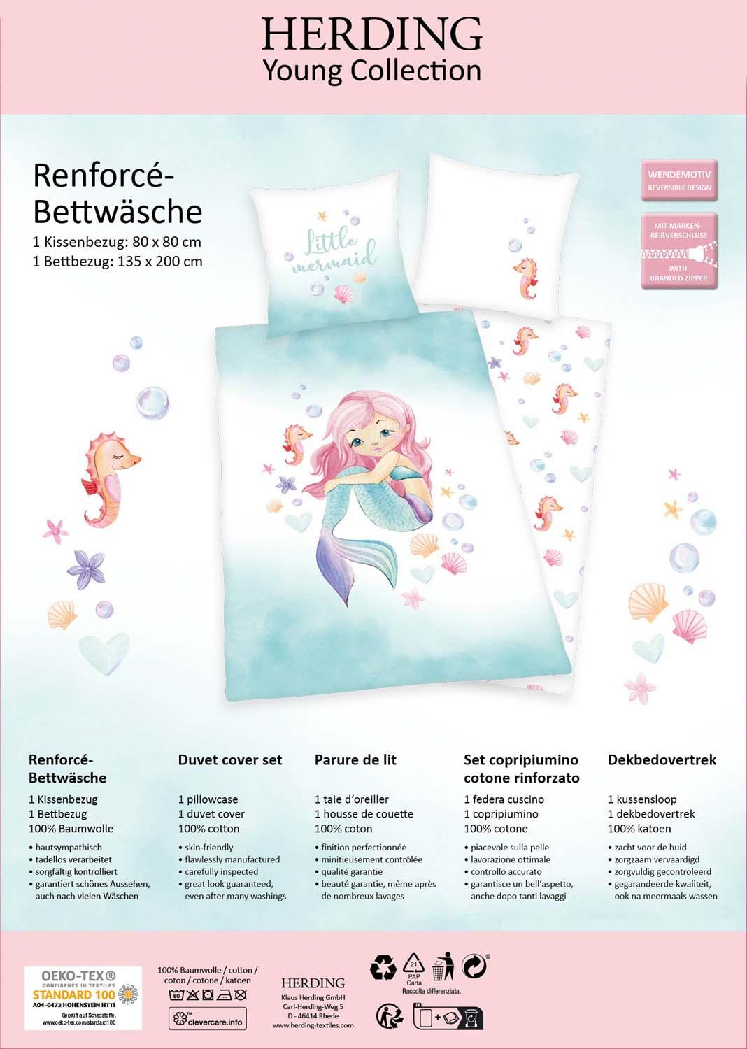 Produktbild Herding Young Collection Kinderbettwäsche Little Mermaid 80x80cm, 135x200cm 2 von 9