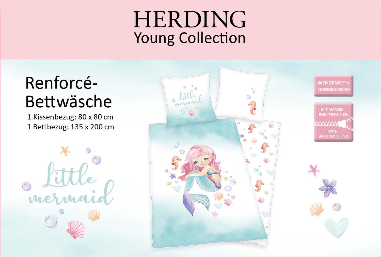 Produktbild Herding Young Collection Kinderbettwäsche Little Mermaid 80x80cm, 135x200cm 8 von 9