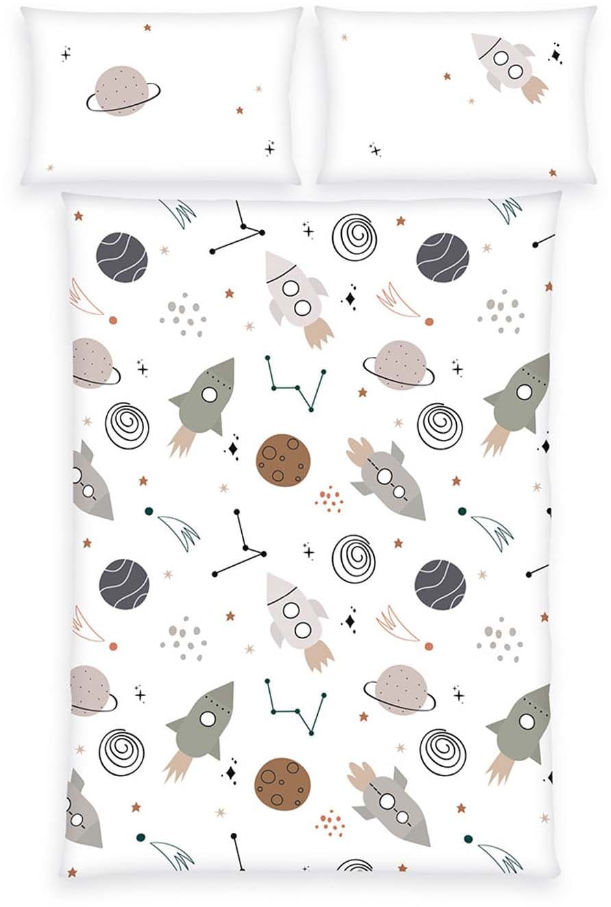 BabyBest Kinderbettwäsche Weltall/Raketen 40x60cm, 100x135cm