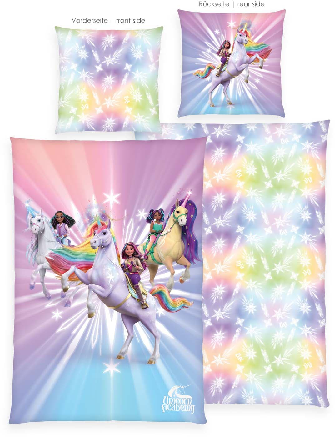 Unicorn Academy Bettwäsche 80x80cm, 135x200cm