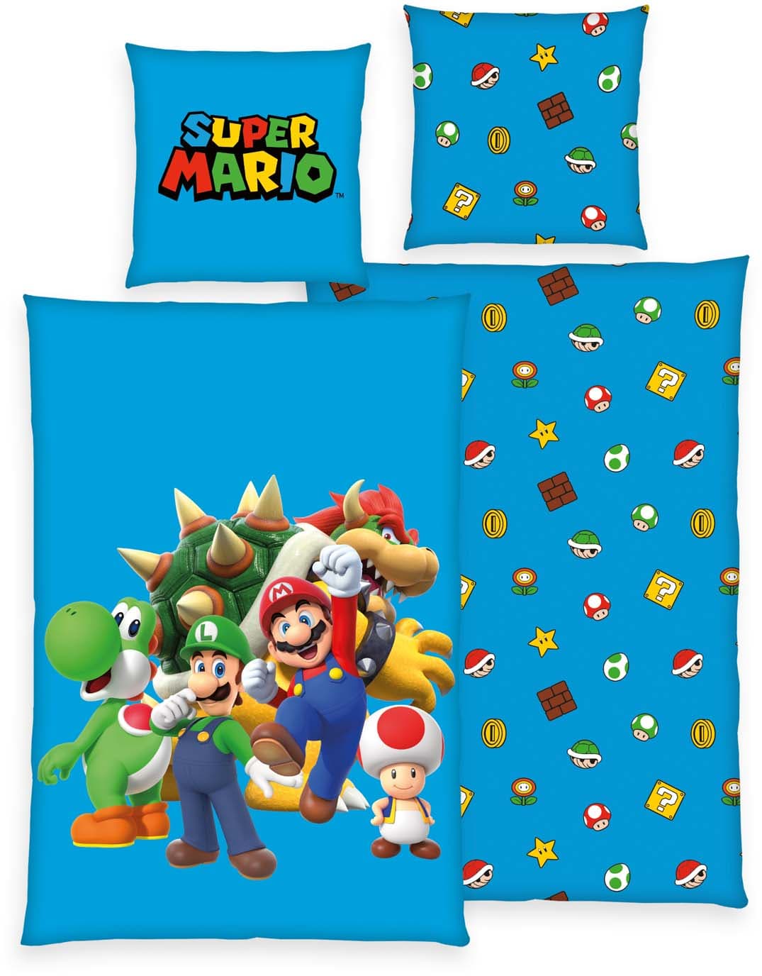 Super Mario Kinderbettwäsche 70x90cm, 140x200cm