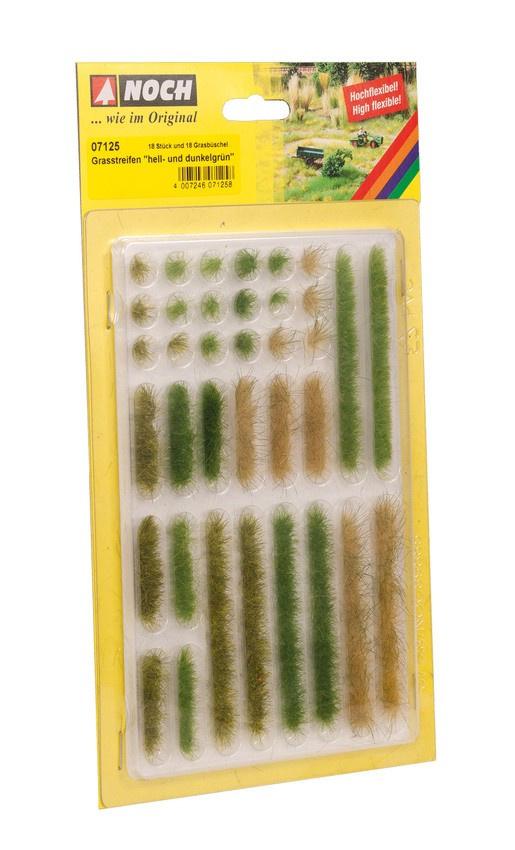 NOCH 07125 - Grasstreifen hell- und dunkelgrün, 6 mm, 36 Stück