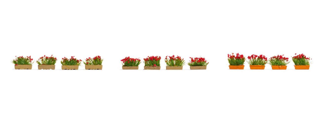 NOCH 14010 H0 - Blumenkästen blühend rot, 12 x rote Blumen
