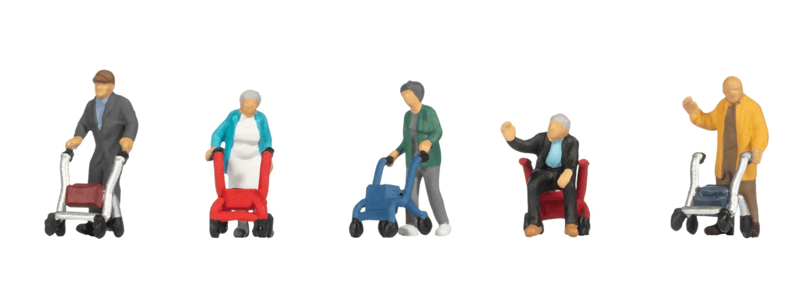 NOCH 15549 H0 Senioren mit Rollator Figuren-Set, handbemalt, 1:87