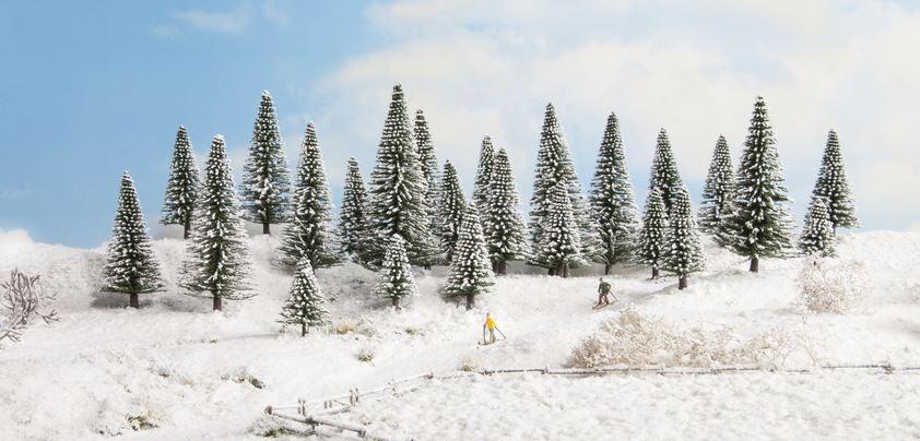 NOCH 26928 H0 - Schneetannen, 10 Stück, 5 - 14 cm H0ch