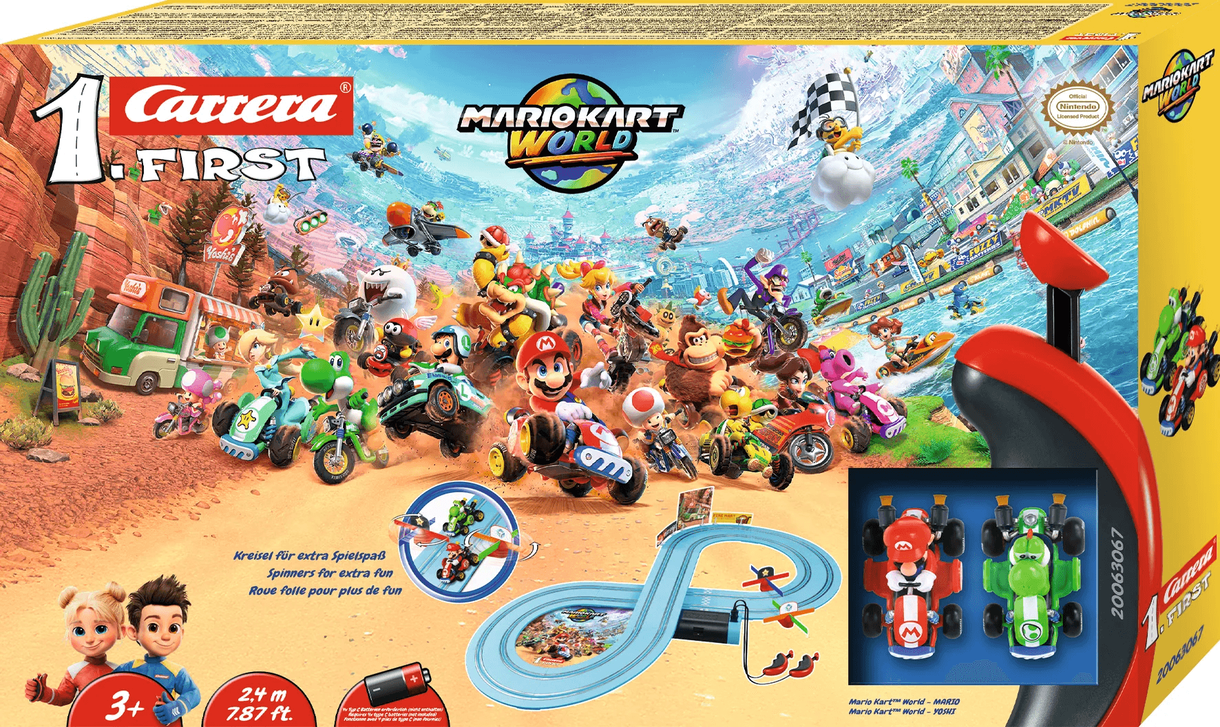 Carrera FIRST Mario Kart World – Mario vs. Yoshi Rennbahn-Set, 2,4 m