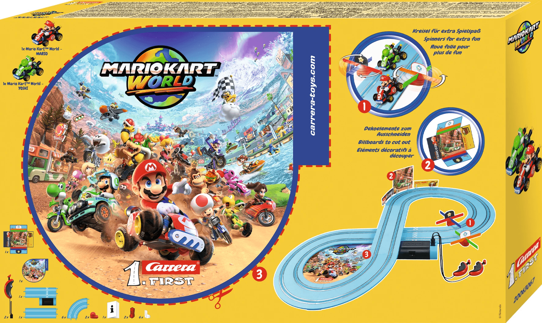 Carrera FIRST Mario Kart World – Mario vs. Yoshi Rennbahn-Set, 2,4 m