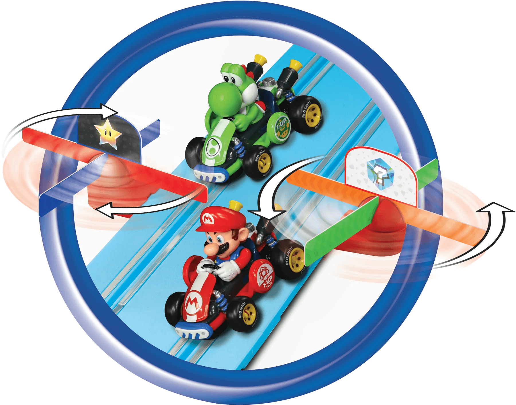 Carrera FIRST Mario Kart World – Mario vs. Yoshi Rennbahn-Set, 2,4 m