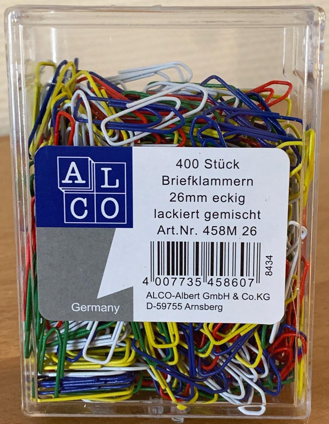 ALCO Büroklammern 400 Stück farbig