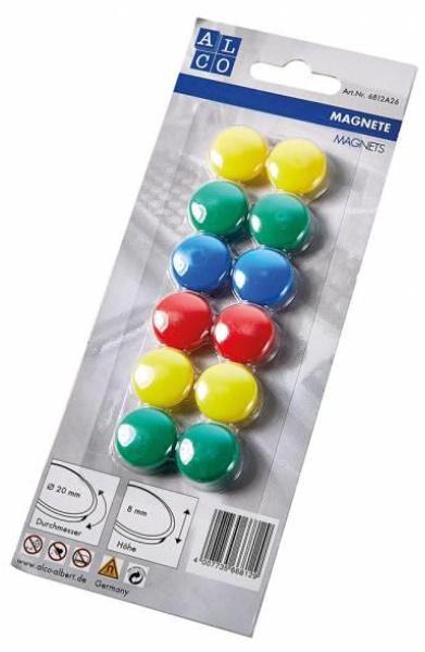 Produktbild ALCO Magnete 20mm rund 12 Stück bunt sortiert 2 von 2