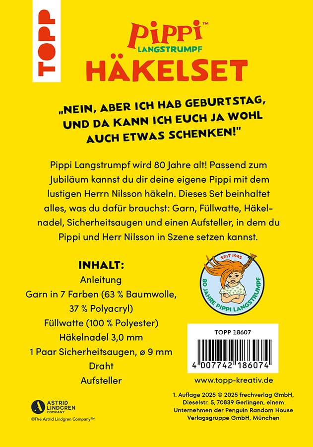 Produktbild Pippi Langstrumpf - Das offizielle Häkelset zum 80. Geburtstag 3 von 3