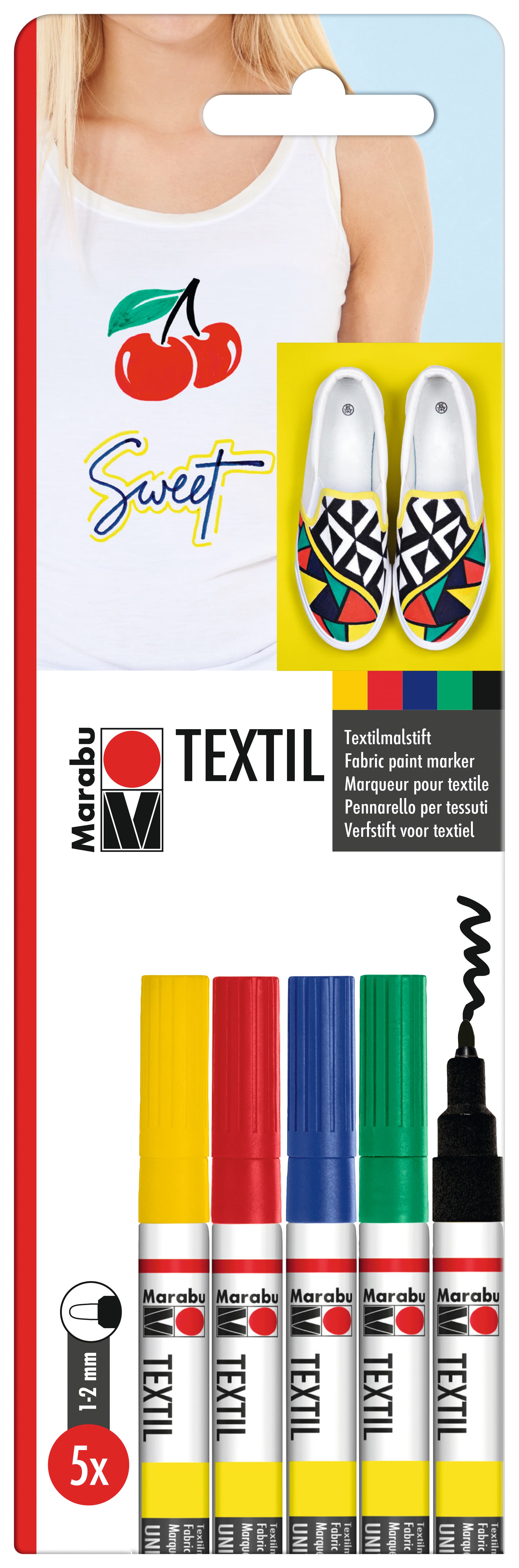 MARABU TEXTIL PAINTER 5 X 2-4 MM HELLER STOFF