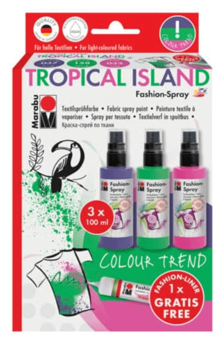 Marabu Fashion Spray Set TROPICAL ISLAND, 3 x 100 ml, 1 x 25 ml