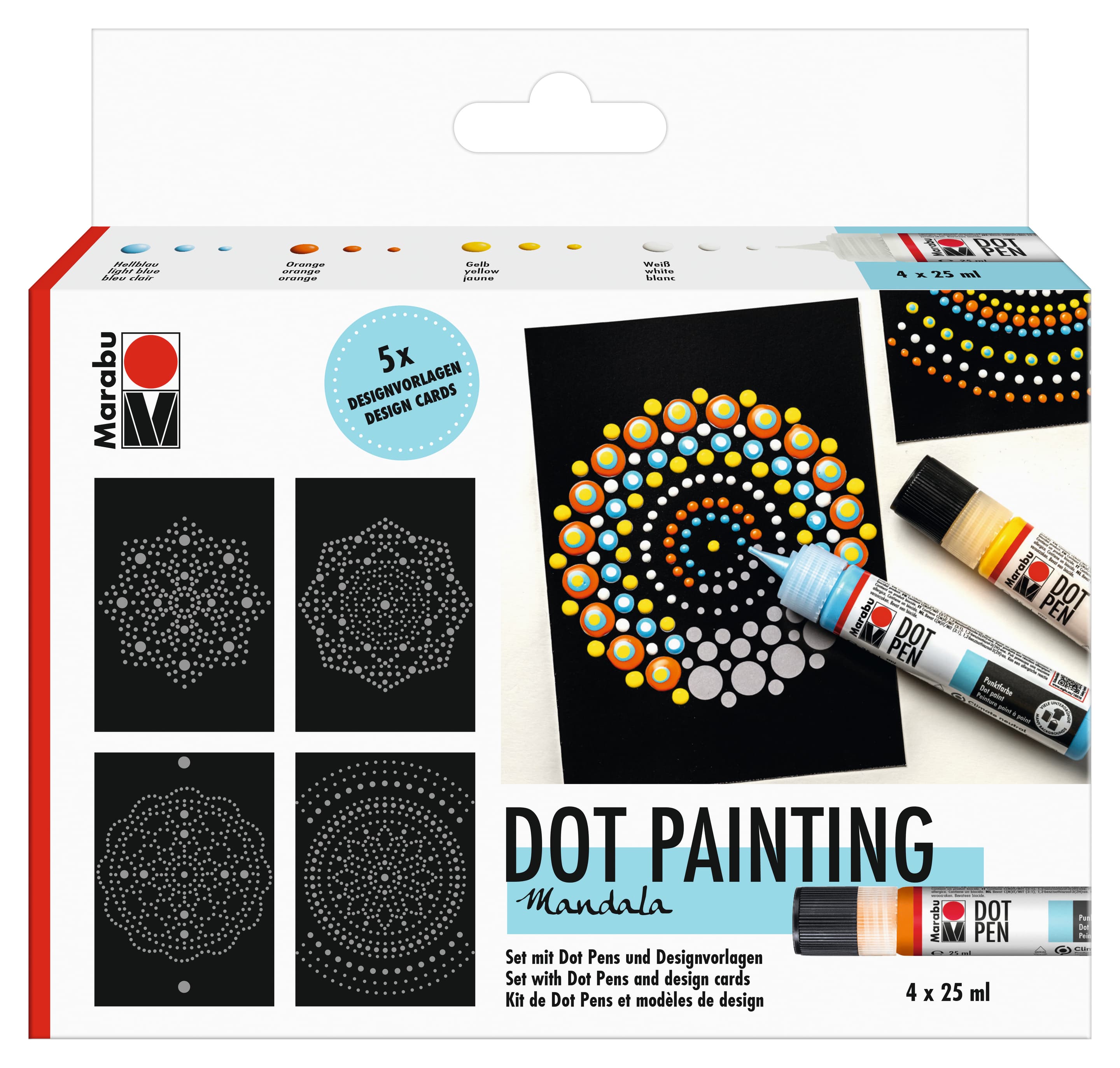 MARABU DOT PEN MANDALA DOT PENS+VORLAGE 4 x25ML