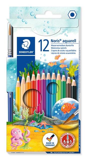 STAEDTLER Aquarellfarbstifte Noris Club 12er-Etui + Pinsel