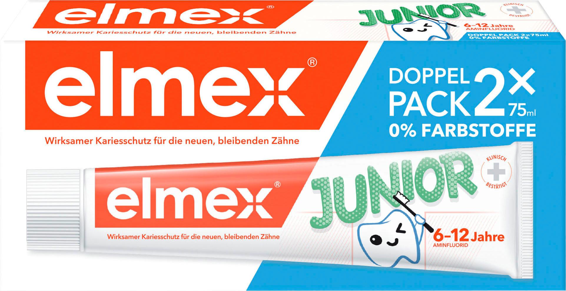 elmex Zahnpasta Junior 6-12 Jahre – Hochwirksamer Kariesschutz – stärkt die neuen, bleibenden Zähne