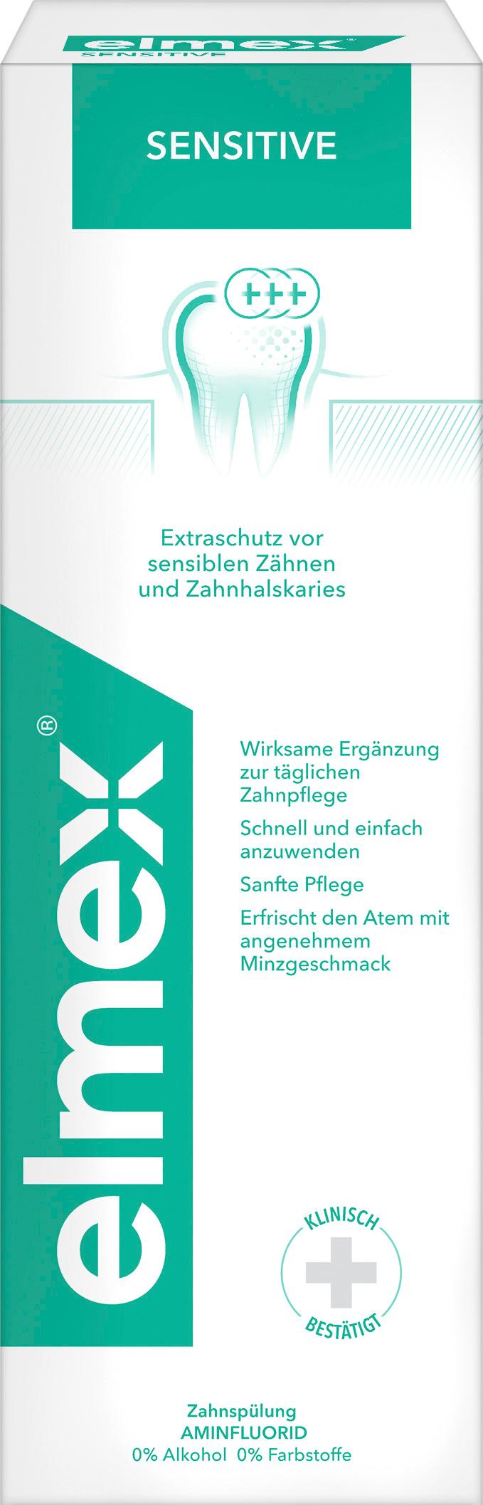 elmex Mundspülung Sensitive – Extraschutz vor schmerzempfindlichen Zähnen und Zahnhalskaries