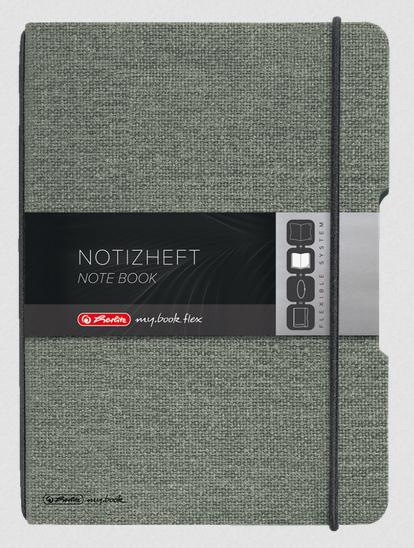 herlitz my.book flex Notizbuch Leinen A6 40 Blatt punktiert grau