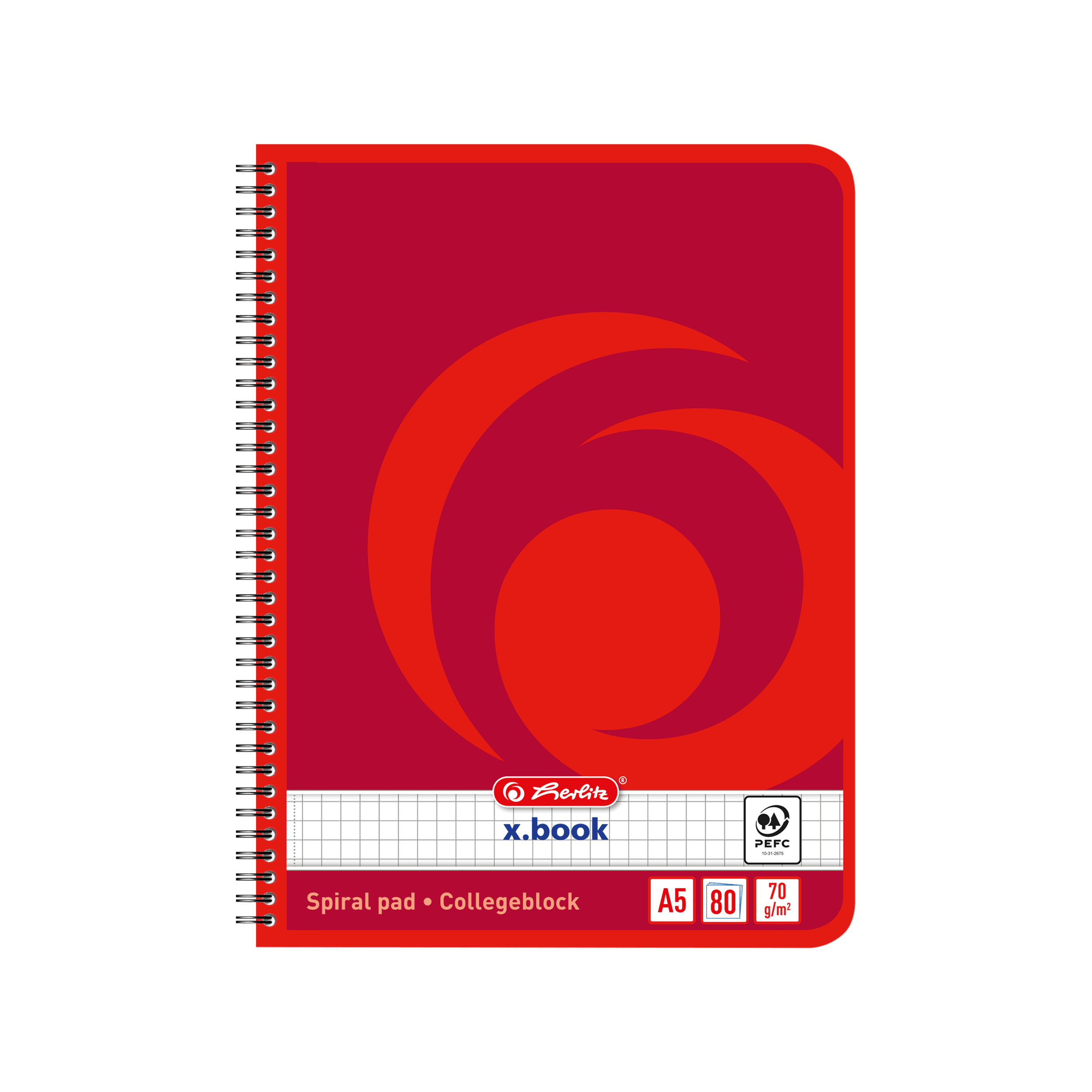 herlitz Notizblock Seitenspirale 70 g/qm A5 kariert 80 Blatt