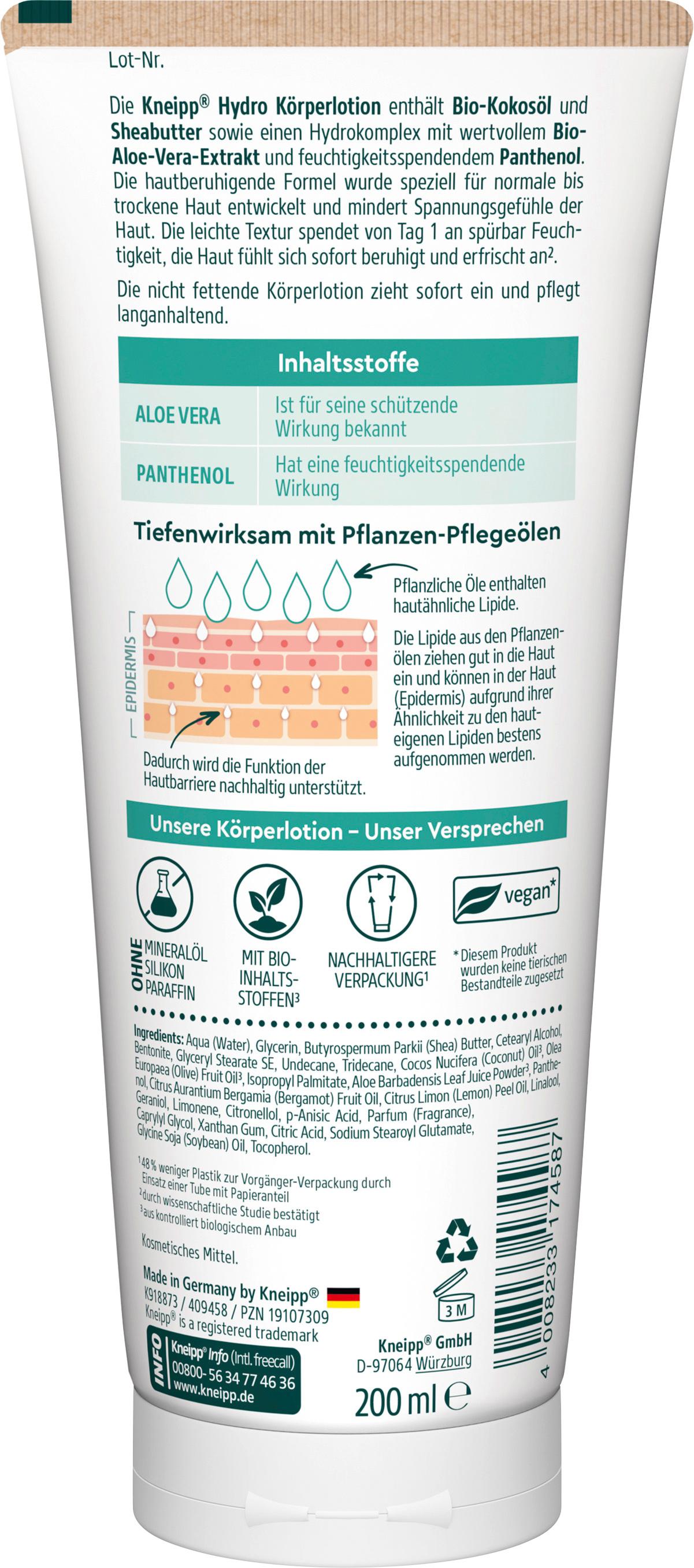 Produktbild Kneipp Hydro Körperlotion Bio Aloe Vera 2 von 2