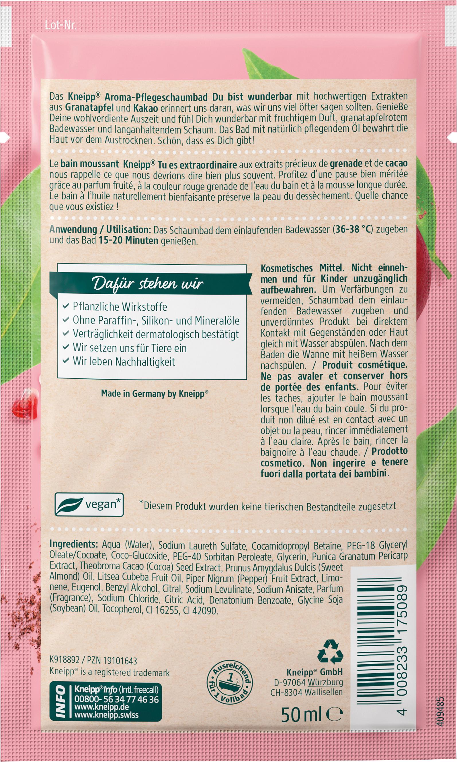Produktbild Kneipp Aroma-Pflegeschaumbad Du bist wunderbar 2 von 2