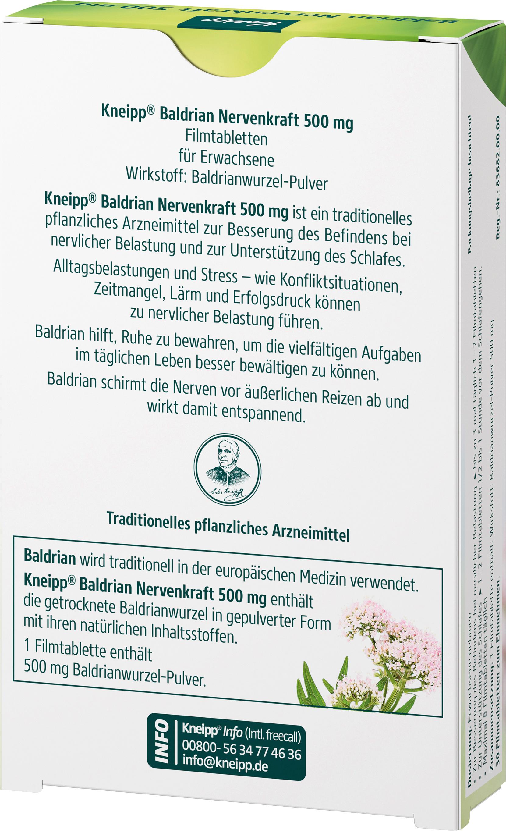 Produktbild Kneipp Baldrian Nervenkraft 500mg 2 von 4