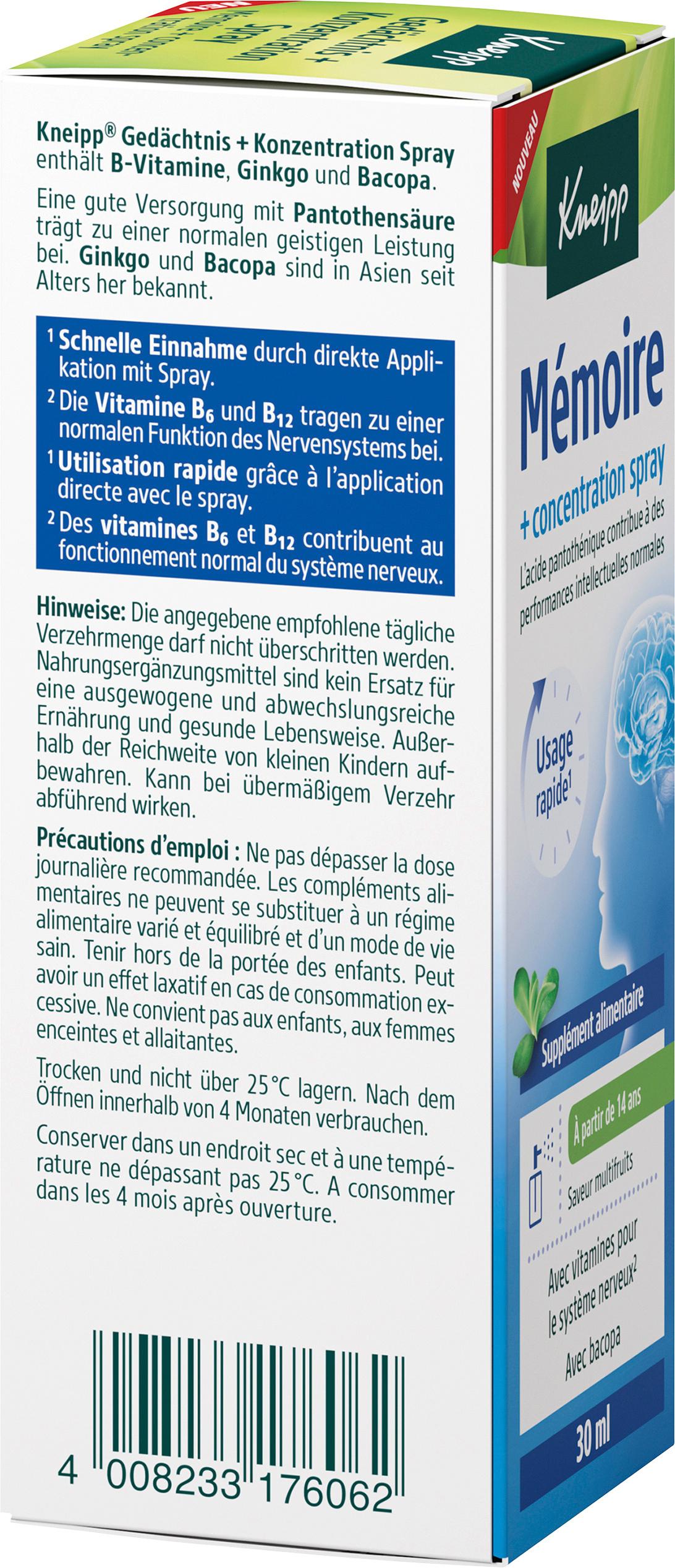 Produktbild Kneipp Gedächtnis + Konzentration Spray 2 von 4