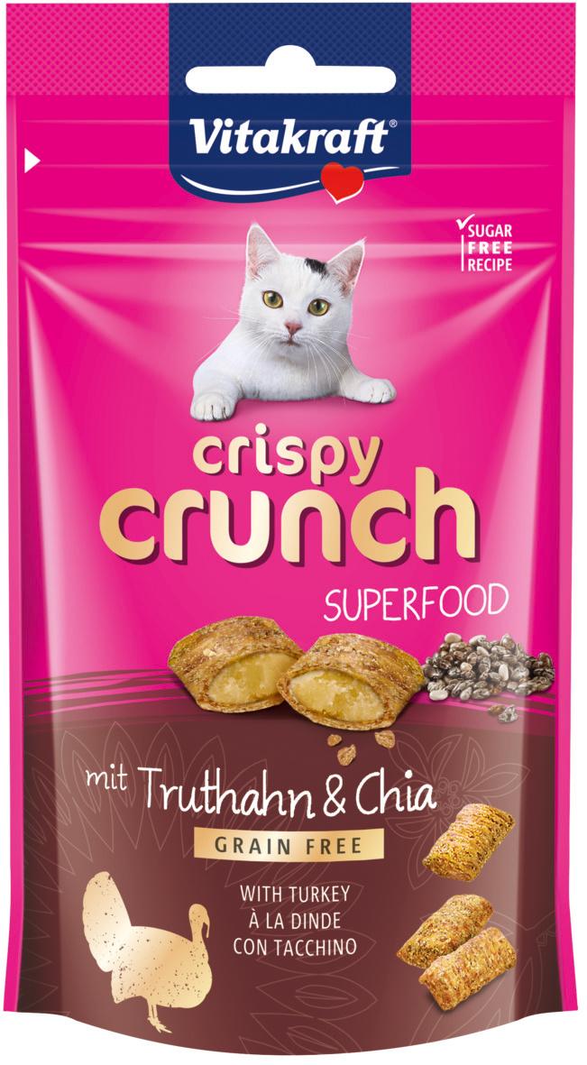Vitakraft Katzensnack Crispy Crunch, Truthahn + Chia