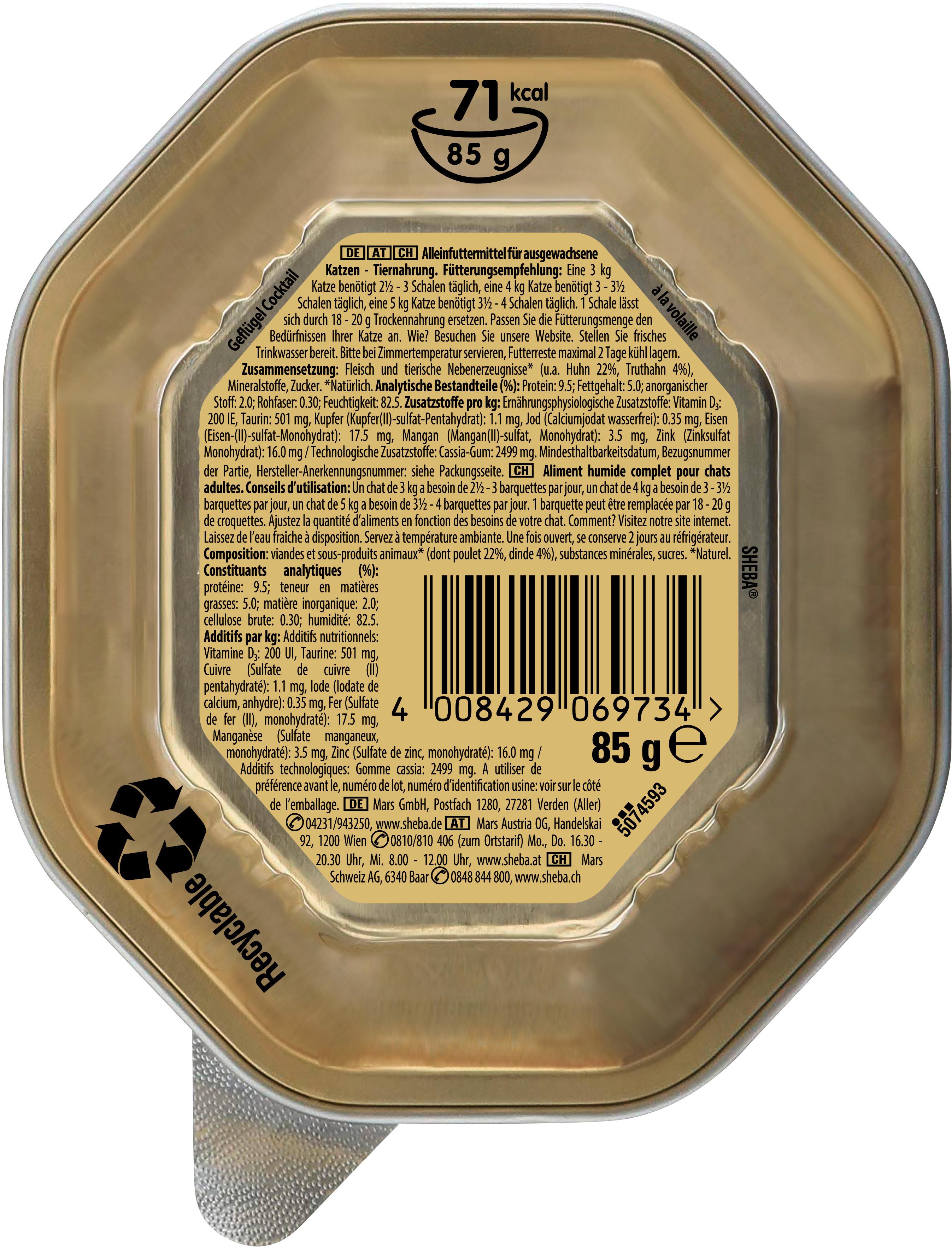 Produktbild SHEBA® Schale Classics in Pastete mit Geflügel Cocktail 85g 2 von 14